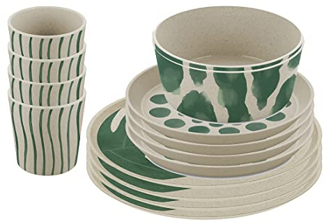 Koziol Set de vaisselle Connect Monstera 16 pcs., plastique, Nature Desert Sand