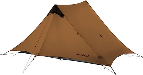 RXFSP 3F UL Gear Lanshan Ultralight Tent 3/4 Season Camping Tent, Ideal for Camping in The Garden, Outdoor Lightweight Camping Shelter and Hiking Tent (4 Seasons, Khaki-2 Person)