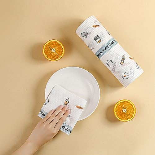 Rag, Tearable Point-Breaking Disposable Roll-Shaped Printed Non-Woven Cloth Rag Non-Stick Oil Dishcloth Scouring Pad