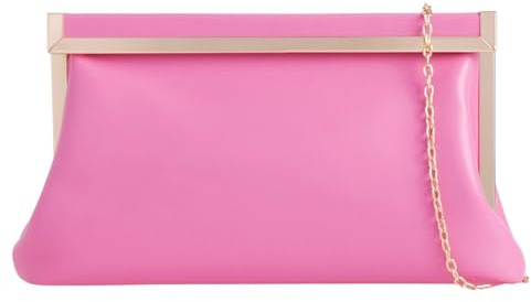 UShopUK Elegante bolso de mano de piel sintética para novia, graduación, boda, noche, fiesta, hombro, rosa fucsia, medium