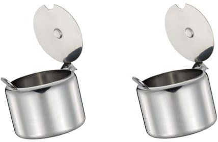 Jowxsx Zuccheriera in acciaio inox con cucchiaio, 285 ml, portatile, utile e portatile, a forma di mela, per la casa e la cucina, 2 pezzi
