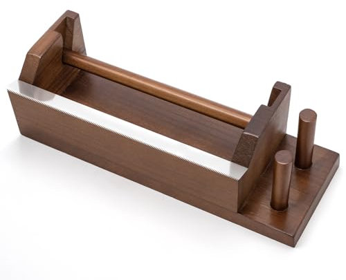 MOLSHINE Dispensador de almacenamiento de cinta adhesiva Washi de escritorio de madera, cortador de cinta seguro mejorado, soporte para rollo de cinta (no incluye cinta adhesiva) (beige)