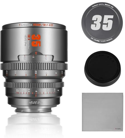 7artisans 35mm T2.1 Professional Cinema Lens S35 Frame Compatible for Fuji X-Mount,for FUJIFILM X-S20/X-T5/X-H2/X-T4/X-H2S/X-T3/X-S10(Titanium Gray)