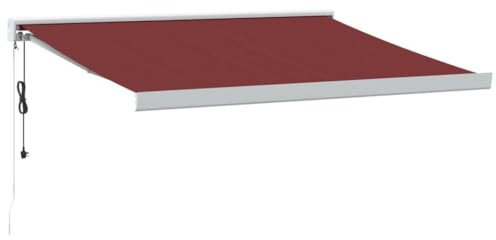 vidaXL Gelenkarmmarkise, Markise Ausziehbar Automatisch, Sonnenmarkise für Terrasse Balkon, Sonnenschutz Balkonmarkise Terrassenmarkise, Burgunderrot 300x250cm