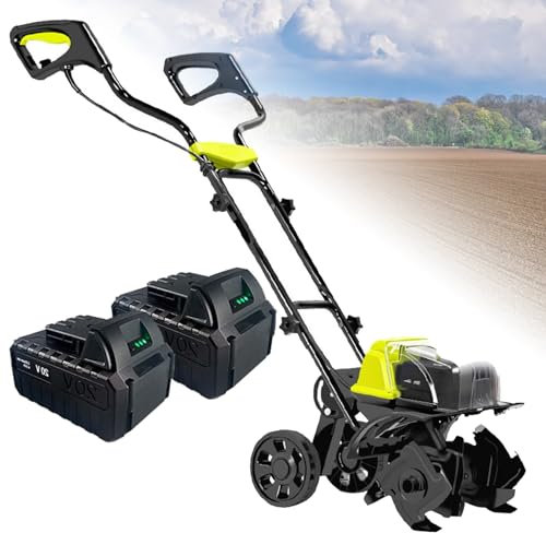 YZRDCXM Motozappa elettrica da Giardino, motozappa elettrica Senza Fili, motozappa a Spinta Manuale con 2 batterie, profondità Terreno coltivato 18 cm/Larghezza 36 cm, scarificatore agricolo