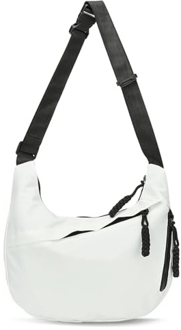 SUIKIHUM Arch Moon Borsa a tracolla da donna, in nylon, curva, leggera, per ravioli, da viaggio, casual, bianco, Medium