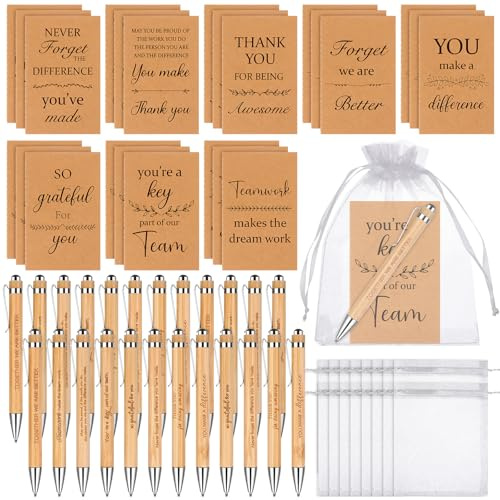 24 Sets Employee Appreciation Gifts Bulk Motivational Notebooks with Ballpoint Pens Inspirational Quote Pen Positive Notepad Thank You Gifts for Colleagues Coworker Teacher Team Staff Nurse Volunteer