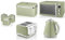 Swan Retro Green 1.5L 3KW Jug Kettle, 4 Slice Toaster, 800W 20L Digital Microwave, Bread Bin & Canisters. Retro Design Matching Kitchen Set of 7 in Green