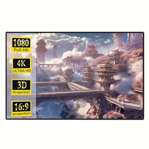 Schermo di Proiezione con Telaio Fisso da 60/72/80/90 Pollici, Telo Proiettore 16:9 4K HD con Angolo di Visione di 170°, Schermo Proiettore a Parete per Home Cinema(60in)