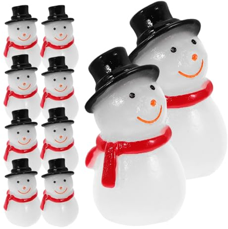 SOLUSTRE 10 Stück Teiliges Miniatur Resin Schneemann Leuchtende Micro Landschaft Ornamente Vielseitige Tischdeko für Schneekugeln Puppenhäuser und DIY Winterdekoration