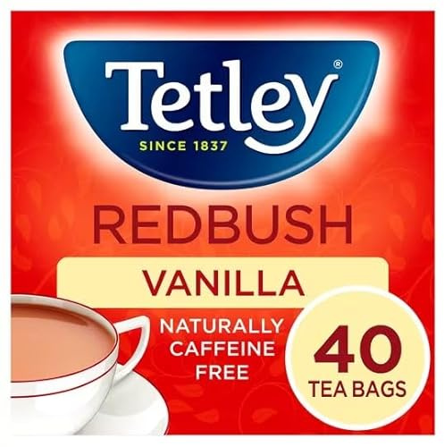 Tetley Thé Redbush à la vanille – Sachets de thé Rooibos naturellement sans caféine – Lisse, aromatique et apaisant – Certifié Rainforest Alliance – Source éthique et durable – 240 sachets de thé (6 x
