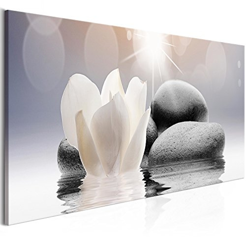 murando - Leinwandbild Steine Zen Wasser, 120x40 cm, 1-teilig, Schlafzimmer | Hochwertige Leinwand, sofort aufhängbar, ideal fürs Wohn- oder Schlafzimmer, wasserfest und lichtecht, langlebig, stilvoll