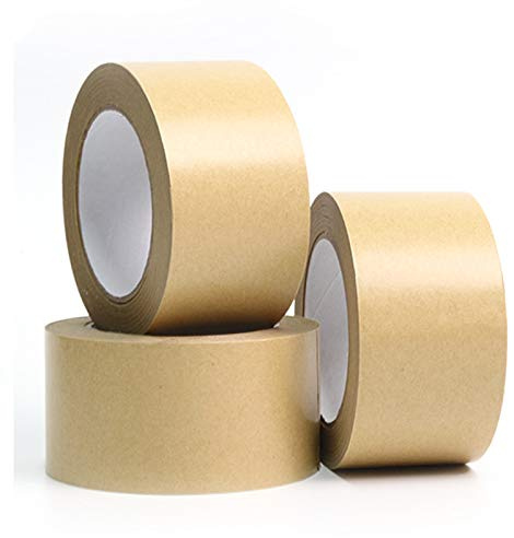 AKAR - 50mm x 50M Brown Eco Friendly Kraft Paper Packaging Secure Adhesive Tape Strong, Heavy Duty Tape for Packaging and Carton Sealing (Pack of 4)
