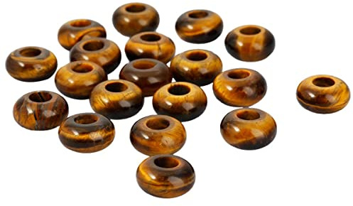 Nupuyai 20Stk. große Loch Edelstein Perlen zum Auffädeln Dreadlocks Schmuck | 14x8mm runde Tigerauge Perlen, Dreadperlen Haar Schmuck, Makramee Bastelperlen, Schmuckperlen für Schmuckherstellung