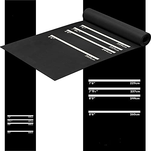 Designa Darts MAT21 | Alfombrilla antideslizante de goma resistente, color negro, 290 cm x 60 cm