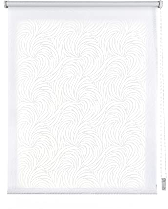 STORESDECO - Gemustertes Rollo, Lichtdurchlässiges Gemustertes Rollo | Weiß Wellen, 120 cm x 180 cm