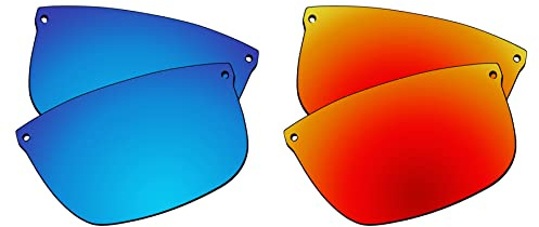 EZReplace Verres de rechange pour lunettes de soleil Oakley Carbon Blade OO9174 (verres polarisés) – Compatible avec monture Oakley Carbon Blade (bleu glacier + rouge feu), Bleu glacier + rouge feu,
