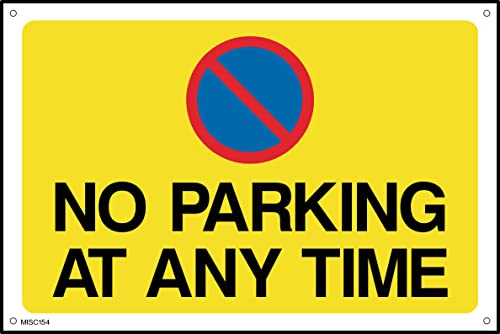 No Parking At Any Time Sign - 300mm x 200mm - 1.2mm Rigid Plastic Drilled Sign (MISC154)