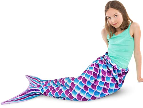 WERNNSAI Meerjungfrau Decke für Mädchen Kinder Flanell Fleece Jahreszeiten Schlafsack Decken Alle Jahreszeiten Tragbare Schlafsack Kuscheldecke Geschenk für Geburtstag Weihnachten 140 x 60 cm