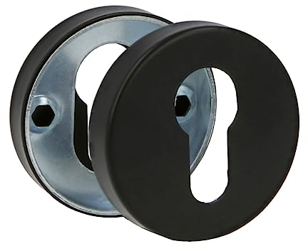 Amig - Cilindro di Sicurezza per Maniglie a Rosetta Rotonda | Mod. 3RX | Ø53 mm | Chiusura | Compatibile con Cilindro Europrofilo | Acciaio Inossidabile | Nero