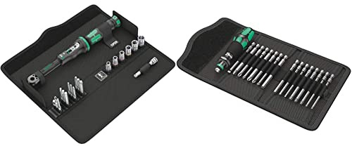 Wera Click-Torque A 6 Set 1 Adjustable Torque Wrench Set, 1/4 Hex Drive, 2.5-25 Nm, 20pc, 05130110001 & Kraftform Kompakt 60 Bit-Holding Screwdriver & Bit Set, PH/PZ/SL/TXBO/HEX, 17pc, 05059295001