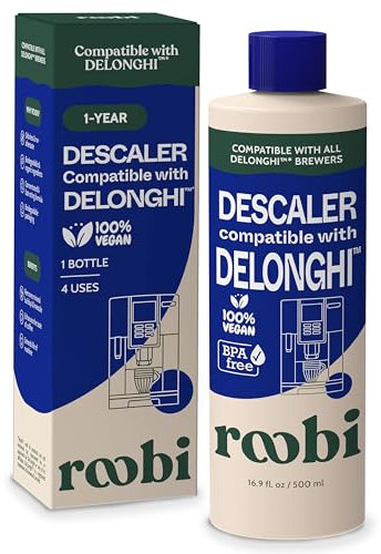Roobi Compatible Delonghi Descaler. Descaling Solution for Delonghi Coffee Machines & Kettles. Odor Free. Carbon Neutral & Eco-Friendly. 500ml Bottle