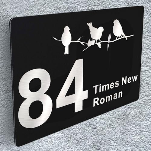 Personalized House Signs and Door Number Plaques - Wall Mounted Front Gate Black Aluminium Road Name Plaque (Design 1)