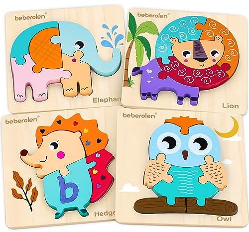 Holzpuzzle ab 2 Jahr, 4er-Set Holzspielzeug Puzzle ab 2 und 3 Jahre | Montessori Spielzeug Lernspielzeug Geschenk für Kinder