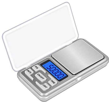 Digital Kitchen Scales 0.01g X 500g Mini Kitchen Pocket Scale Jewellery Precision Gram Weed Scales With Back-Lit LCD Display for Food Jewellery Gold Coffee (2 Battery Included)