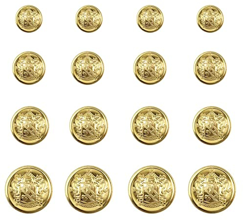 40 Stücke Gold Blazer Knöpfe Anzug Runde Form Metallknöpfe Uniform für Männer und Frauen (15mm 18mm 20mm 23mm im Durchmesser)