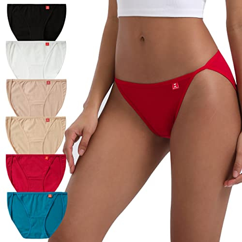 INNERSY High Leg Knickers for Women Underwear Ladies Bikini Briefs 6 Pack | Breathable Stretchy Cotton Pants, Mid Rise Hipster Panties, Elegant Front & Full Rear Coverage, Tag-free, Sports & Everyday