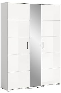 xonox.home X98A9G07 Garderobenkombination 140x191x37 cm in weiß Nachbildung und weiß Hochglanz