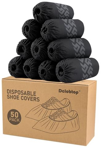 Recycable Shoe Covers Disposable - Black Shoe Covers for Indoors,50Pcs Booties for Shoe cover,Fits Up To 11 US Men and 13 US Women Size,Recyclable Non-Woven Fabric