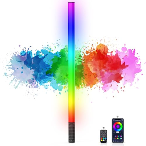 Lampe vidéo LED Portable, 85cm bâton Lumineux de Photographie LUXCEO Mood1S 18W, intensité Variable et mémoire, Batterie intégrée 2500 mAh, Lampe Photo RVB pour Youtube, TikTok, Bar de fête