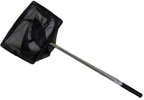 12 Inch Aquarium or Pond Fish Net with Telescoping Stainless Steel Handle Soft Nylon, Allows Safe Transfer of Fish and Skimming Small Debris from the Water, Large Hand Net