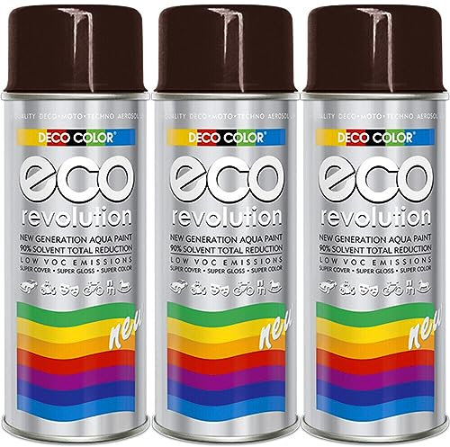 3er Sparpack Deco Color ECO Lackspray glänzend oder matt 400ml nach RAL freie Farbauswahl (3 Dosen ECO RAL 8017 Schokoladenbraun Glanz)