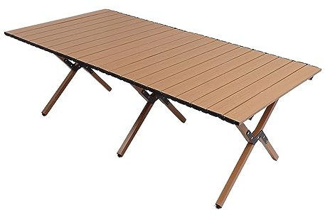 Klappbarer Campingtisch, Ultraleichter Rolltisch für 4–6 Personen, 3-beinige Stütze, Tragbarer Campingtisch mit Tragetasche, Holz-Außentisch für Picknick, Hinterhöfe, Grillen
