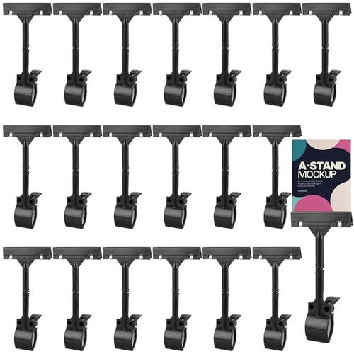 APACALI 20 Stück Preisschilder Halter zum Klemmen, Preisschild Clip, Drehbare Schildhalter Preisschildhalter Warenzeichen Clip, Display Clip Halter, Preisschild Clip, Halterung für Preisschilder
