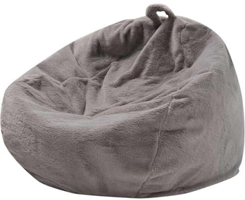 NIBHZ Riesiger Sitzsack aus Fell für Erwachsene (kein Füllmaterial), Möbel, Weicher, Flauschiger Sitzsack aus Kunstfell, Bezug für Sofabett, Bezug aus Kunstpelz,Grey-70X80CM
