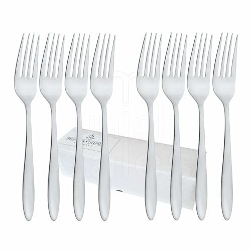 8 forchette da menù della serie Bolzano 6142 di Picard & Wielpütz, singolarmente in cartone pieghevole bianco
