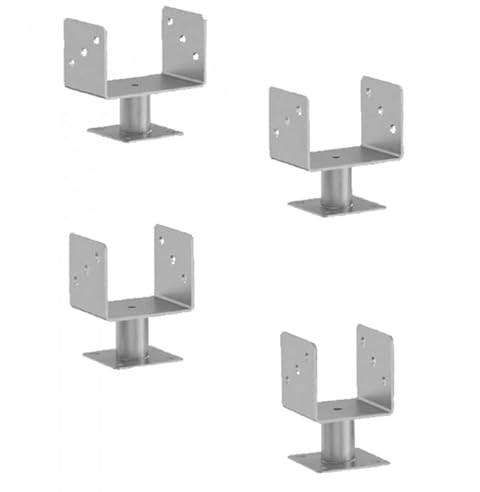 GRUNDLINE - Stützenfuß Pfostenträger Pfostenanker, Typ U, aus Stahl, aufschraubhülse - PMFU, 101x100x100 mm - galvanisches Zink, silber - für Zäune, Unterstände, Carports, Pergolen