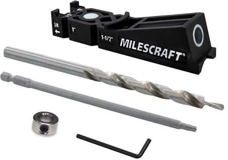Milescraft 1329 Pocket Jig 100 ST Taschenloch-Bohrlehre mit 9,5-mm-Bohrer und Anschlag und T20-Schraubendreher-Bit. Für Boards mit einer Dicke von 12 mm bis 38 mm