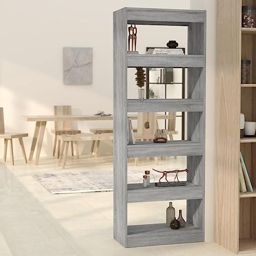 CKioict Eckvitrine Modernes Standregal Wohnzimmermöbel Bücherregal/Raumteiler Grau Sonoma 60x30x166 cm Holzwerkstofffür Wohnzimmer, Schlafzimmer, Büro