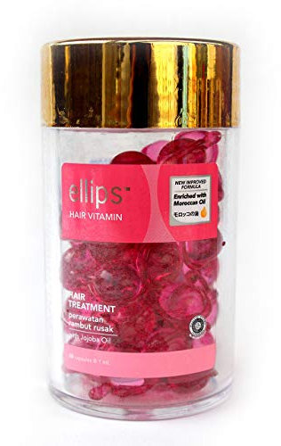 Ellips Huile de beauté capillaire à l'huile marocaine, type pot (50 capsules), traitement capillaire (paquet de 1)