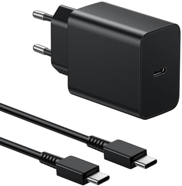 VNOOK Caricabatterie 45W USB C Caricatore con 2M Cavo Alimentatore Ricarica Rapida Type C per Galaxy S23/S24/S22/S21 Ultra/S20/S20+/Note 20/10/9