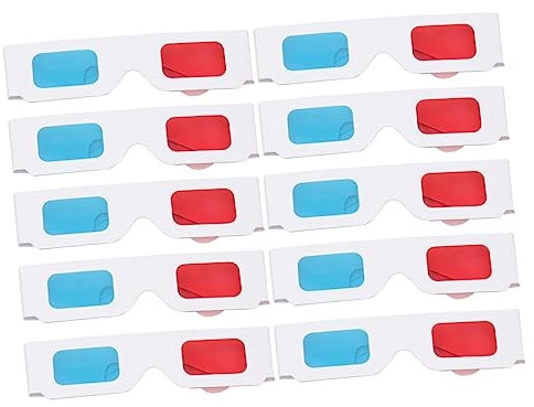 Housoutil 10pcs Red Blue Paper-framed Movie Glasses Stereoscopic Eyewear Decor for Cinema Theater Viewing Video Glasses