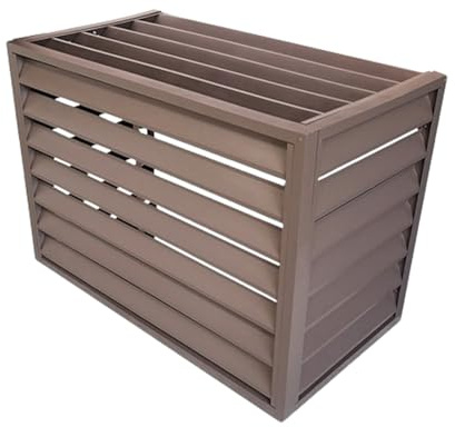 Aluminium Klimaanlage Abdeckung Innen Außengerät Wand Schutzgitter Für Klimaanlagen Und Wärmepumpen,Sichtschutz Aus Aluminium Mit Lamellen (Color : Brown, Size : 110 * 60 * 80cm)