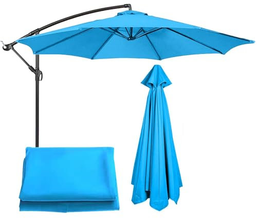 6/8 Streben Sonnenschirm Bespannung 200/270/300cm Ersatzbezug Für Ampelschirm Ersatz-Bezug Für Gartenschirm Anti-Ultraviolett/Wasserdicht/Windfest/Waschbar/Abnehmbar(Lake blue,8 ribs-2.7m(8.8ft))