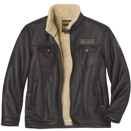 ATLAS FOR MEN Sherpa Lined Aviator Jacket Men - Fleece Lined Faux Suede Leather Sherpa Jacket Men - Mens Big and Tall Zip up Winter Jackets - Winter Coats for Men UK Sizes S to 4XL