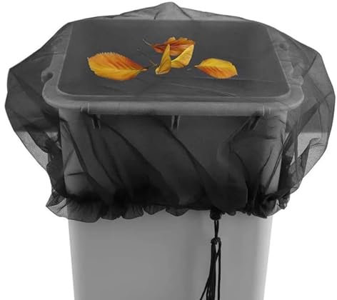 WYLFYJP Netzabdeckung for Regentonnen, 100 cm, Netzabdeckung for Wassertanks, Wasserfass-Schutzgitter for Regentonnen Mit Kordelzug, Regentonnennetz, Schutz for Eimer Im Freien for Den Garten